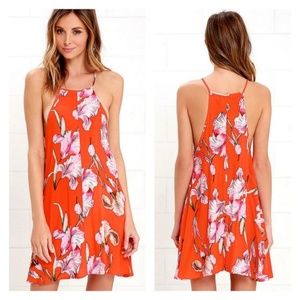MINKPINK Orange Floral Dress - Apron Cut